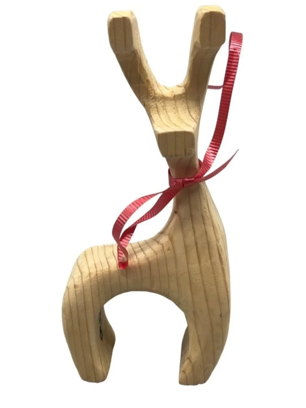 handmade Christmas reindeer carved wood figurine decoration brown 7